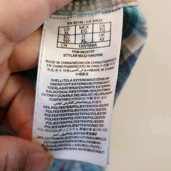 Vtg GUESS Pearl Snap Western Button Up Long Green Plaid Embroidered Men Xl - Picture 15 of 16